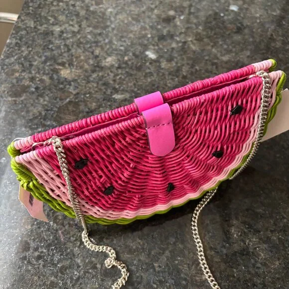NWT Kate Spade Watermelon Picnic Perfect Crossbody Wicker bag purse - Picture 2 of 9